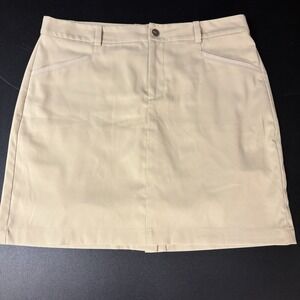 Ralph Lauren Polo Golf Beige Stretch Skirt Skort Front Zip Pockets - Womens Sz 8
